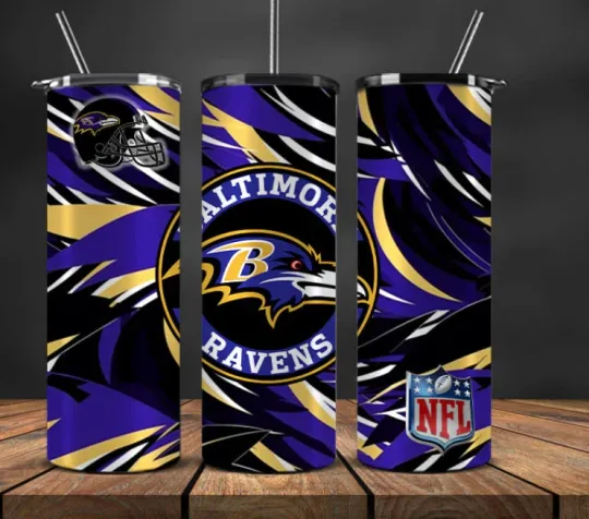 Discover Baltimore Stainless Steel football Tumbler/Metal Straw Zebra Print Logo