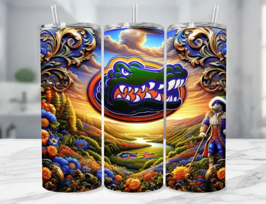 Discover Florida Football Stainless Steel Tumbler & Metal Straw -Gator Dream