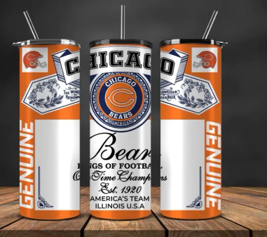 Discover Chicago Stainless Steel Tumbler & Metal Straw Beer can
