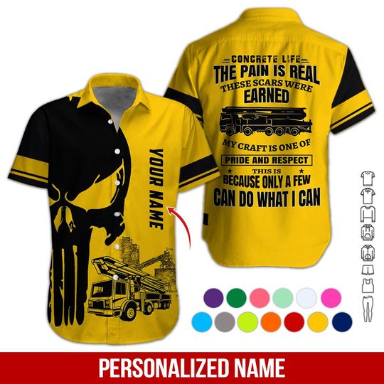 Discover Custom Concrete Pump Operator Shirt: Skull Construction Uniform, Personalized Work Shirt