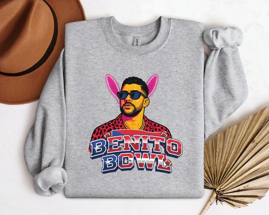 Discover Benito Bowl Sweatshirt, Funny Super Bowl Bad Bunny Shirt, Game Day Crewneck, Cute Bunny Ears Football Shirt, Music Fan Gift Idea