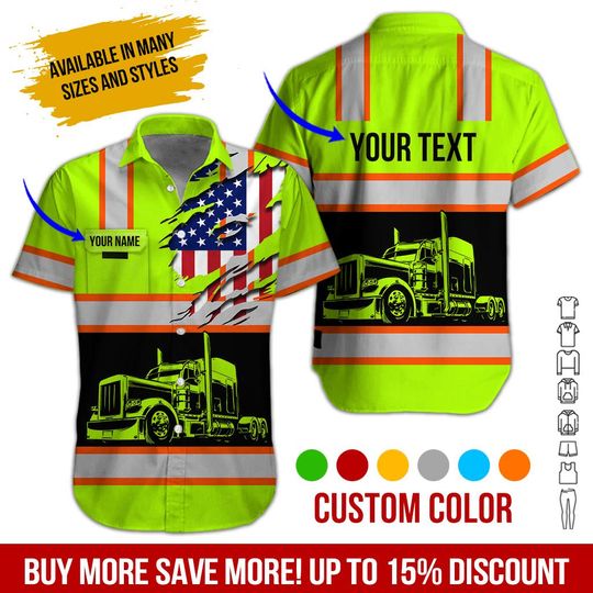 No Reflective - Custom Work Shirt with Flag: Personalized Truck Uniform