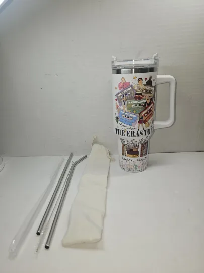 Discover 40 oz Swift Eras Tour Stainless Steel Tumbler With Lid Handle And Straws