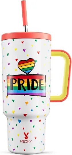 Discover 40oz Pride Insulated Stainless Steel Tumbler w Handle Lid & Straw