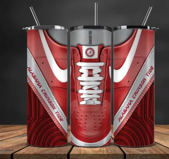 College Football Tumbler Stainless Steel & Straw  Albm Tide Sneaker