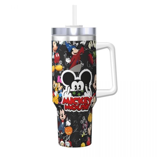 Discover Mickey Mouse   halloween Stainless Steel Tumbler Camping Coffee Mug With Straws Lid 40oz Car Mugs Cold and Hot Water Bottle