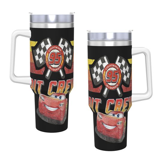 Discover Stainless Steel Tumbler Lightning Mcqueen Car Mugs With Straws Travel Cold and Hot Water Bottle Portable 40oz Thermal Cups