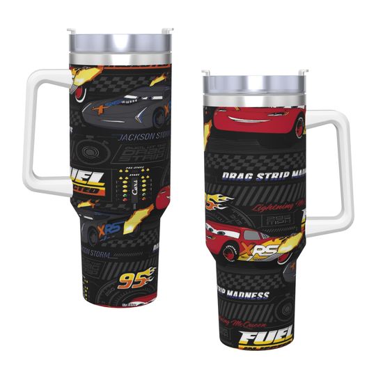 Discover Lightning MCqueen Stainless Steel Tumbler  Driving Coffee Mug With Straws and Lid 40oz Mugs Cup Cold and Hot Water Bottle