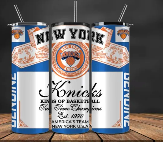 Discover Beer Can Look  Stainless Steel NBA Tumbler & Straw New York Knicks