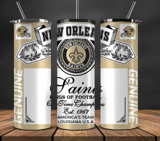 Discover New Orleans Football Stainless Steel Tumbler & Straw-Beer Can Look