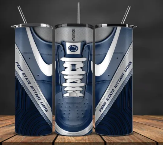 College Football Tumbler Stainless Steel & Straw  Penn State Sneaker