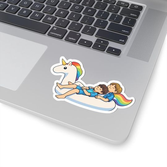 Rainbow Unicorn Float Die-Cut Sticker featuring BTS Jimin and Jungkook
