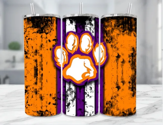Discover Clemson Grunge  College Football Stainless Steel Tumbler Straw