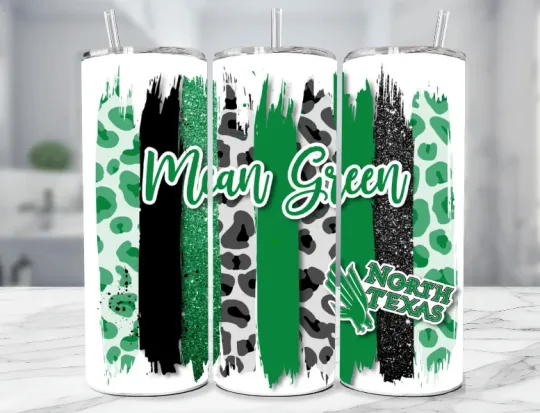 Discover North Texas  Football  Stainless Steel Tumbler & Straw ---Paint Stripes