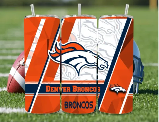 Discover Denver Logo Stainless Steel football Tumbler/Metal Straw