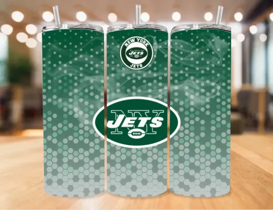 Discover New York Smoke  Stainless Steel Football Tumbler & Metal Straw