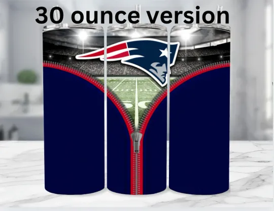 Discover New England Stainless Steel Tumbler Football Metal Straw