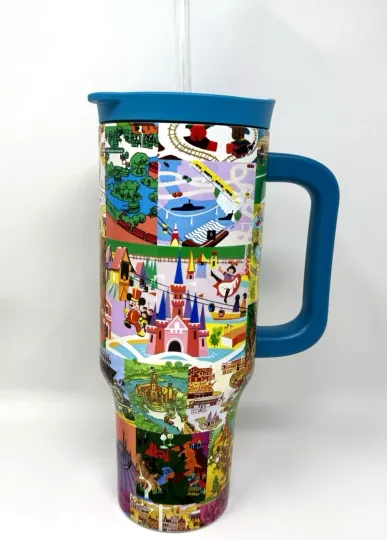 Discover NEW🌟2026 Disney Vintage Park Maps & Brochure Icons Stainless Steel 40oz Tumbler