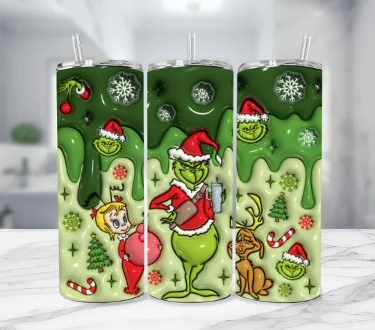 Discover funny character Christmas Green Stainless Steel Tumbler With Straw