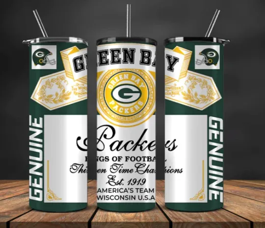 Discover Green Bay Stainless Steel Black Tumbler & Metal Straw - Beer Can