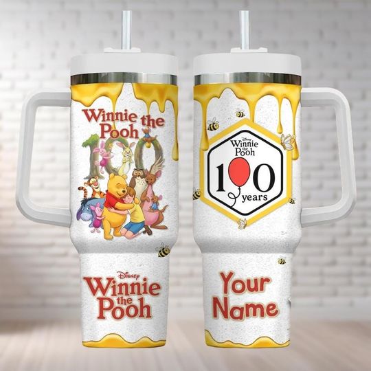 Discover Custom Winnie The Pooh 100th Anniversary Tumbler 40oz, Personalized Pooh 2026 Tumbler Cups, Disneyland 100 Years Friendship Tumbler