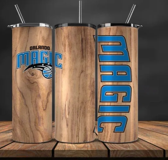 Discover Wood Grain  Stainless Steel Tumbler & Straw Orlando Magic