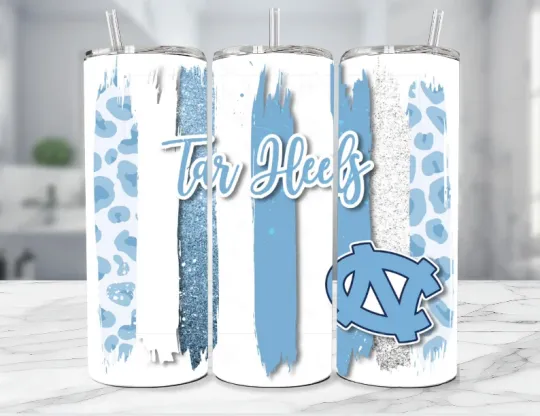 Discover Carolina Tar Heels  College Stainless Steel Tumbler & Straw-Paint Stripes