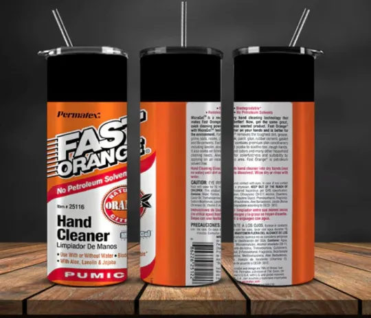 Discover Stainless  Steel Tumbler w/ Straw Auto Hand Cleaner Fast Orange