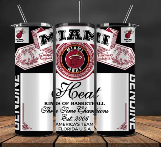 Discover Beer Can Look  Stainless Steel Tumbler & Straw Miami