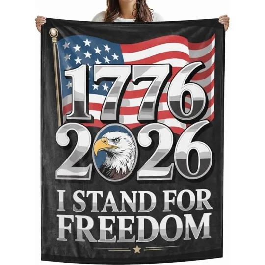 Discover American 250 250th Anniversary of Freedom USA 1776-2026 Fall Throw Blanket