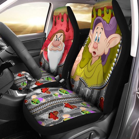 Discover Disney Grumpy Car Seat Cover, Dopey Seat Cover, Snow White Auto Seat Protector