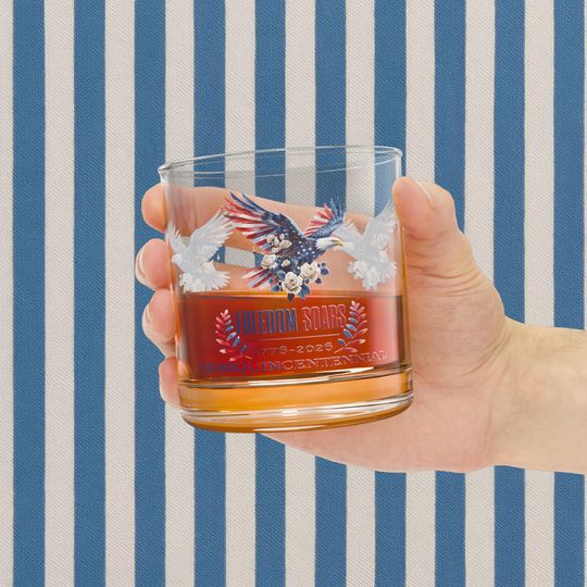 Discover Patriotic Eagle Roses Rocks Glass | 10oz Whiskey Tumbler