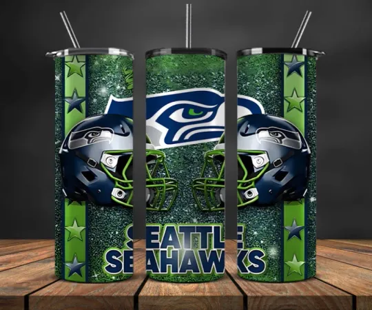 Discover Seattle Stainless steel Tumbler & Metal Straw Helmet Face Off