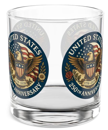 Discover United States 250th Anniversary Eagle emblem Rocks Glass | 10oz
