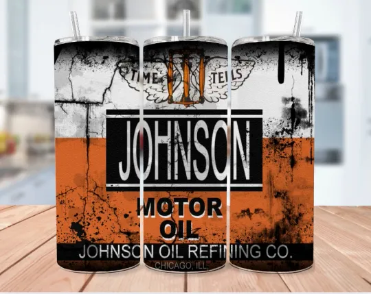 Discover Johnson Motor Oil Stainless Steel Multicolor Tumbler With Metal Straw