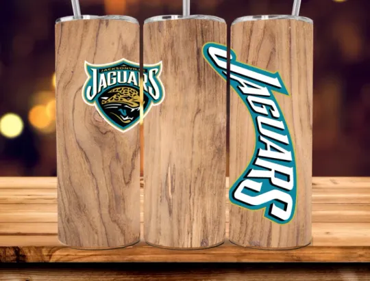 Discover Jacksonville Stainless Steel football Tumbler Wood Grain Travel Mug