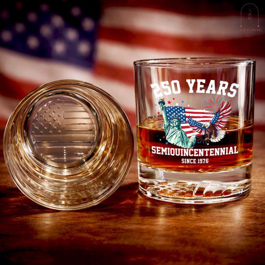 Discover 250th Anniversary USA Whiskey Glass, 250th America Anniversary Whisky Glass, US 250 Years Glass Cup, Patriotic Eagle, Patriotic Gift For Men