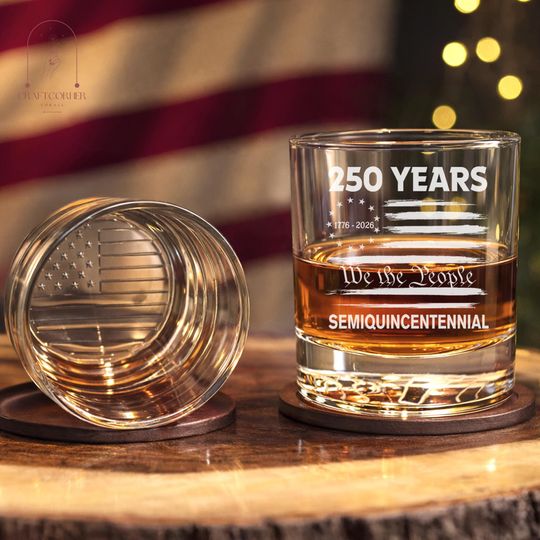 Discover 250 Years America American Whiskey Glass, 250th Anniversary USA Patriotic Glass, USA 250 Years Whiskey Glass, Patriotic Gifts, 1776-2026 Dad