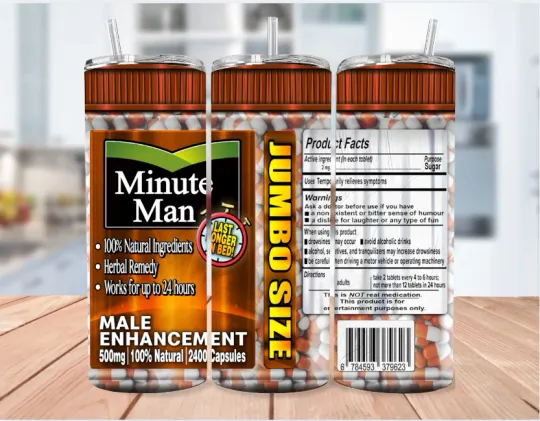 Discover Minute Man Pills Wrap Design Skinny Stainless Steel Tumbler With Straw