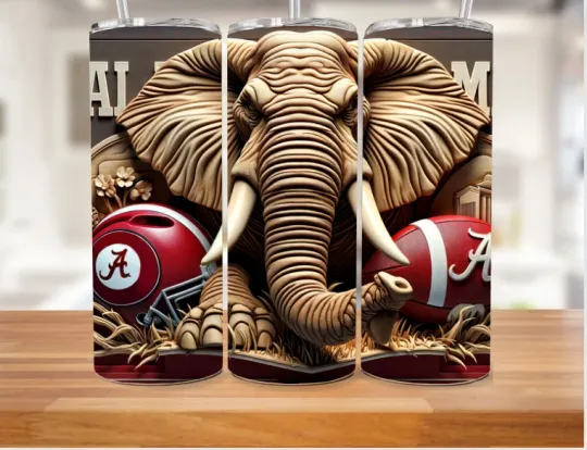 Discover Albm Crimson Tide Football Stainless Steel Tumbler 3d Elephant Face