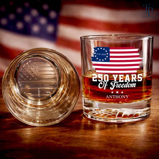 Discover 250 Years of Freedom Whiskey Glass, 17762026 Patriotic USA Gift, Semiquincentennial Gift, Celebrate 250th Anniversary Gift, Patriotic Gift