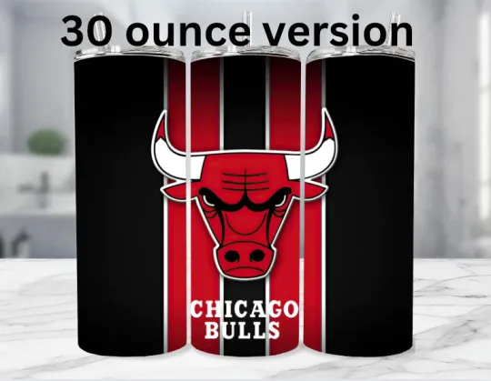 Chicago Bulls Basketball  Stainless Steel Tumbler With Metal Straw