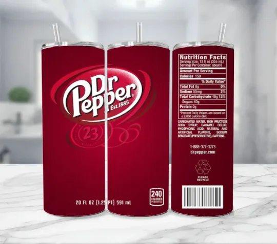 Discover Dr Pepper Diet  Stainless Steel Tumbler Multicolor w/ Straw