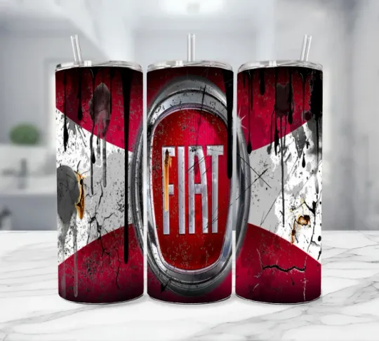 Discover Fiat Oil Can Stainless Steel Skinny Tumbler Multicolor with Straw