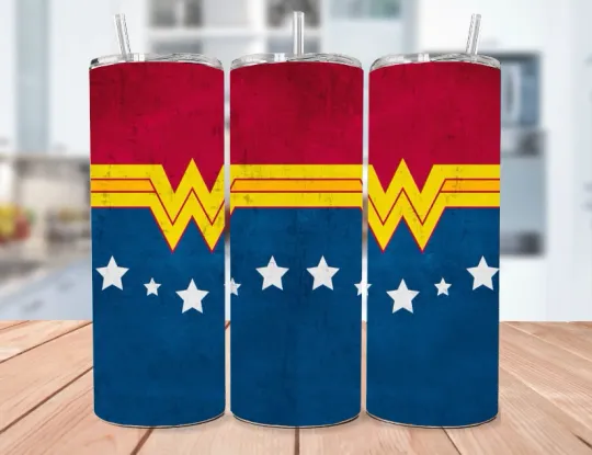 Discover Wonder Woman Multicolor Stainless Steel Tumbler & Metal Straw