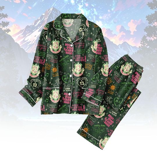 Discover Tommen Thick PJs Set, Boom Boom Long Pajamas, Music Note Long Pajama Set for Women, Gift for Fan