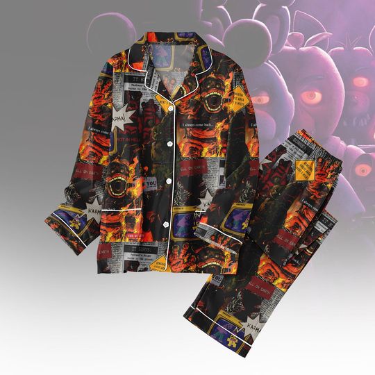 Discover Horror Game Thick Pajama Set for Women, Scary Long Sleepwear, Nightmare Lounge Set, Gift for Gamer Fan