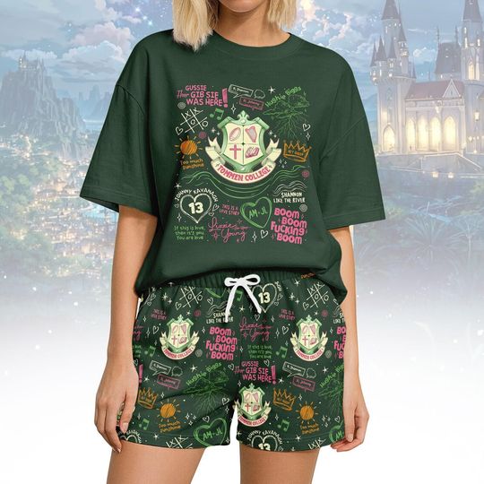 Discover Tommen College Tee & Shorts Pajama Set, Romantic & Funny Quote T-Shirt Pyjamas, Lounge Shorts Sleepwear, Gift for Her
