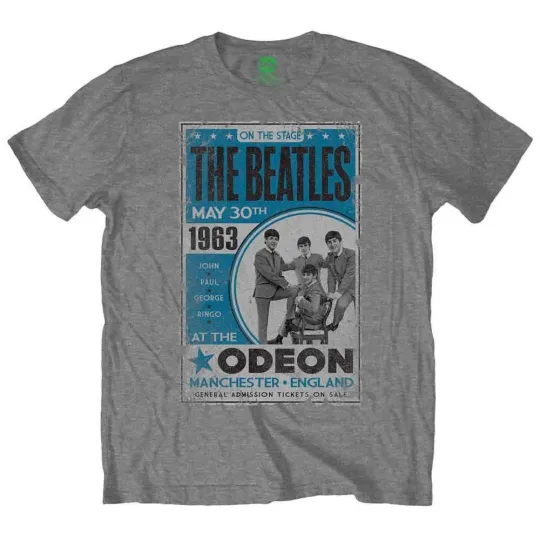 Discover The Beatles Men's Odeon Poster T-Shirt Grey Medium