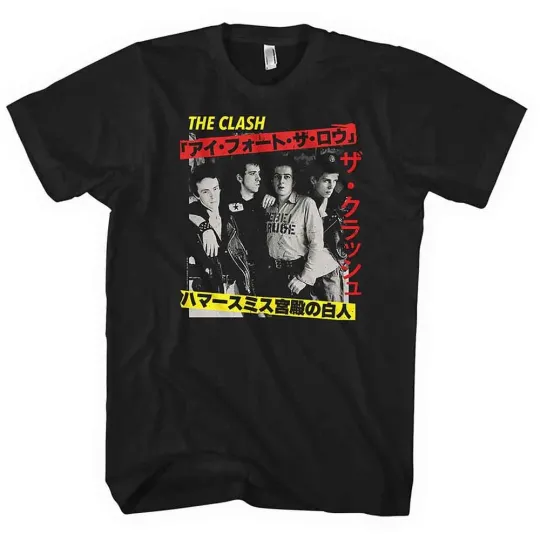 Discover Official Black T-Shirt The Clash Punk Japanese Poster Kanji